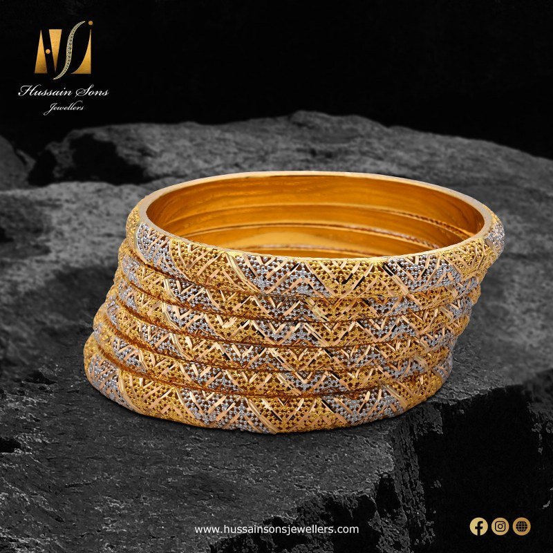 Gold Prism Cut Bangles Designs