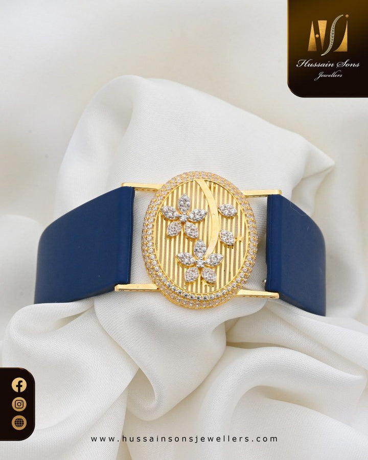 22K Gold Bracelets With Blue Strap