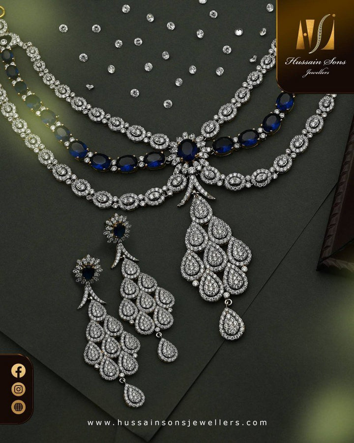 Blue Sapphire Necklace and Earring set