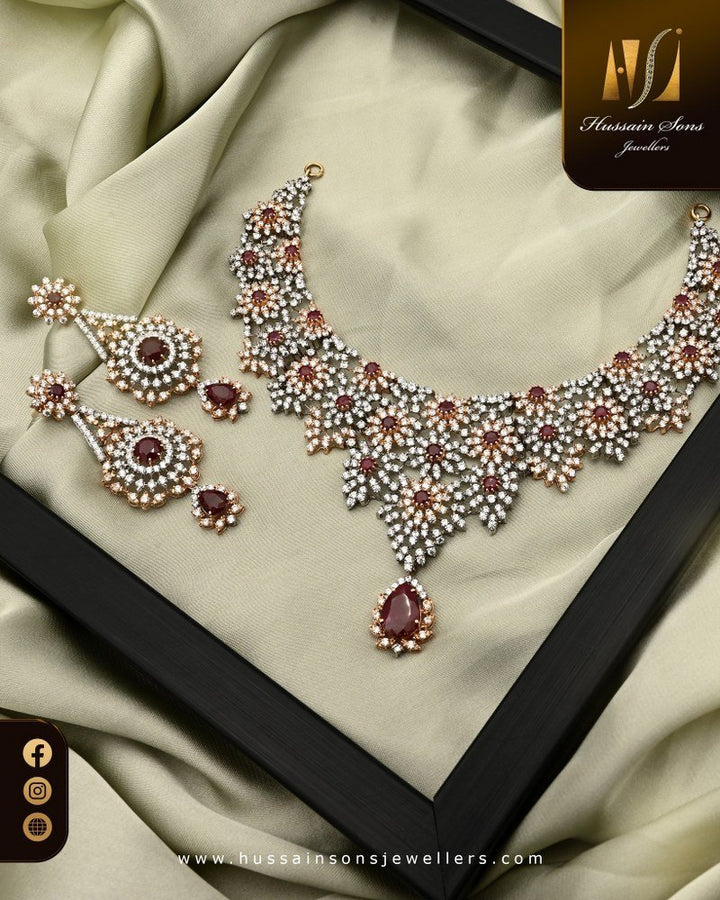 Diamond Necklace and Earrings Set Design