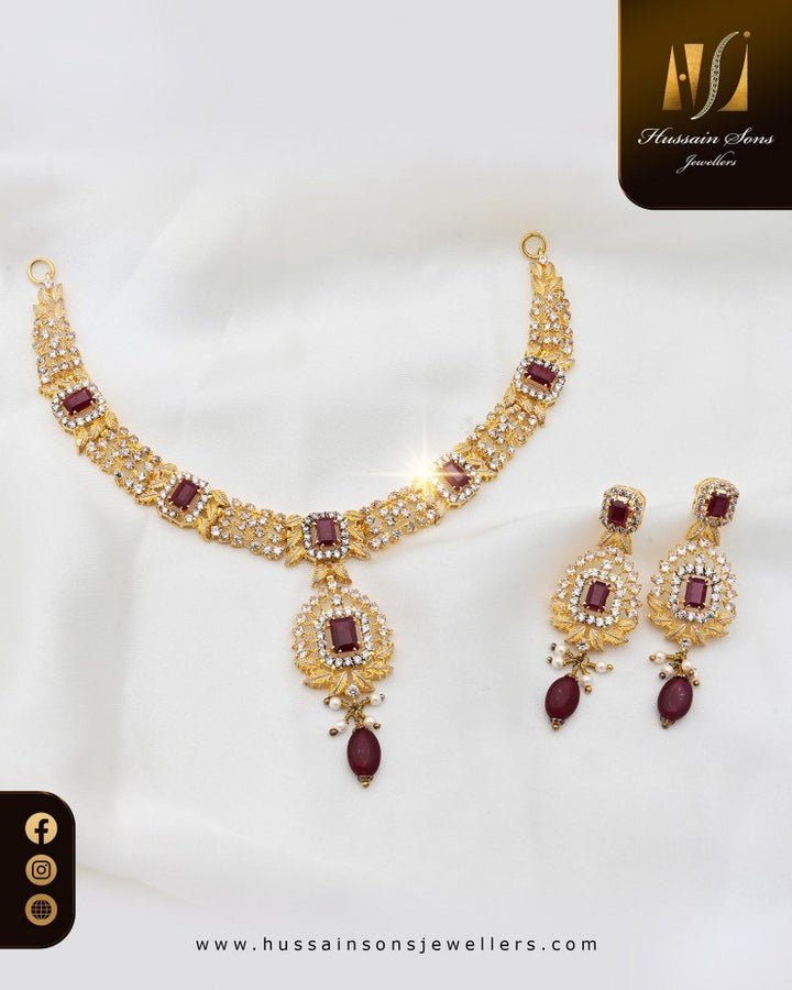 Simple Gold Necklace & Earrings Set