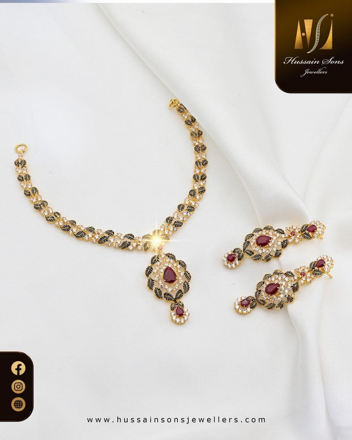 Gold Necklace With Earrings Set