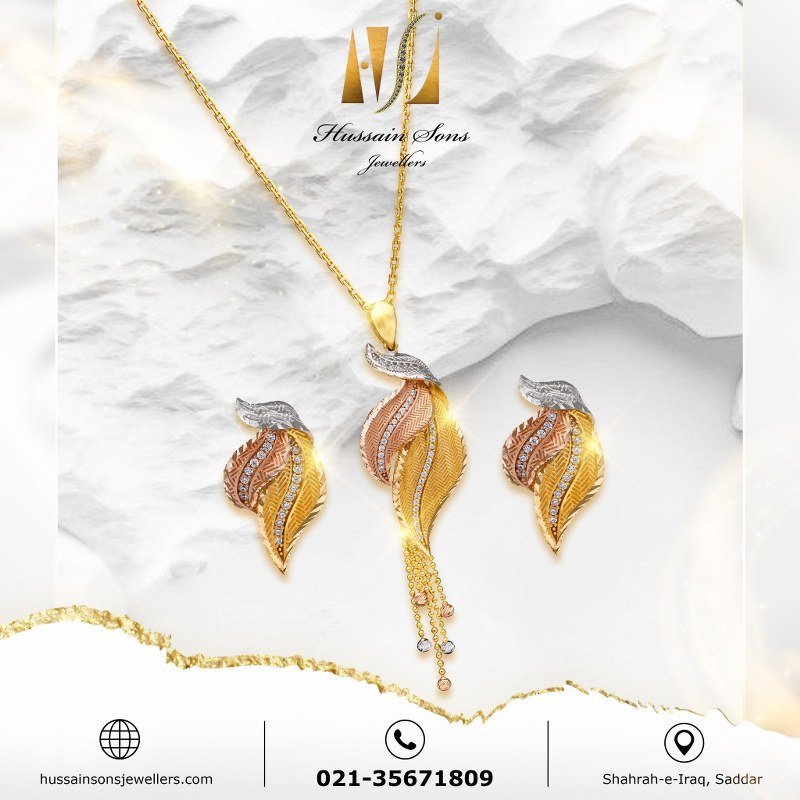 Leaf Gold Pendant Set Design