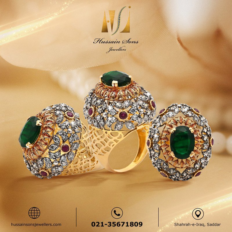 Emerald Green Gold Rings Women