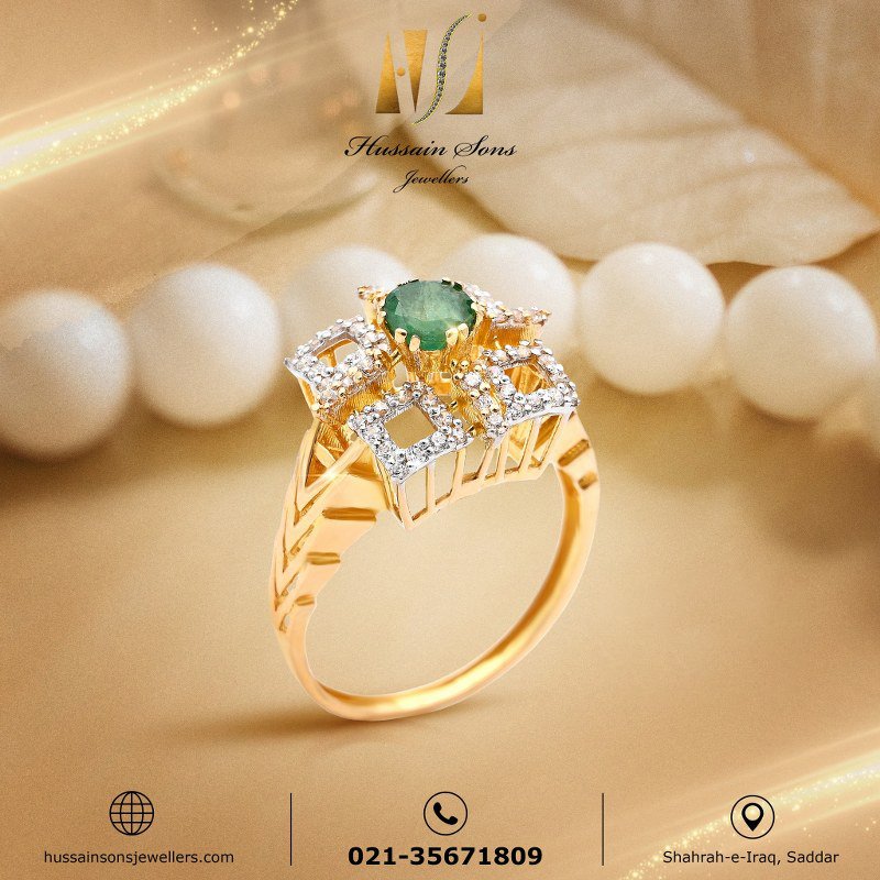 Emerald Green Gold Rings