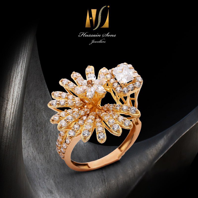 Luxury Gold White Stone rings Design