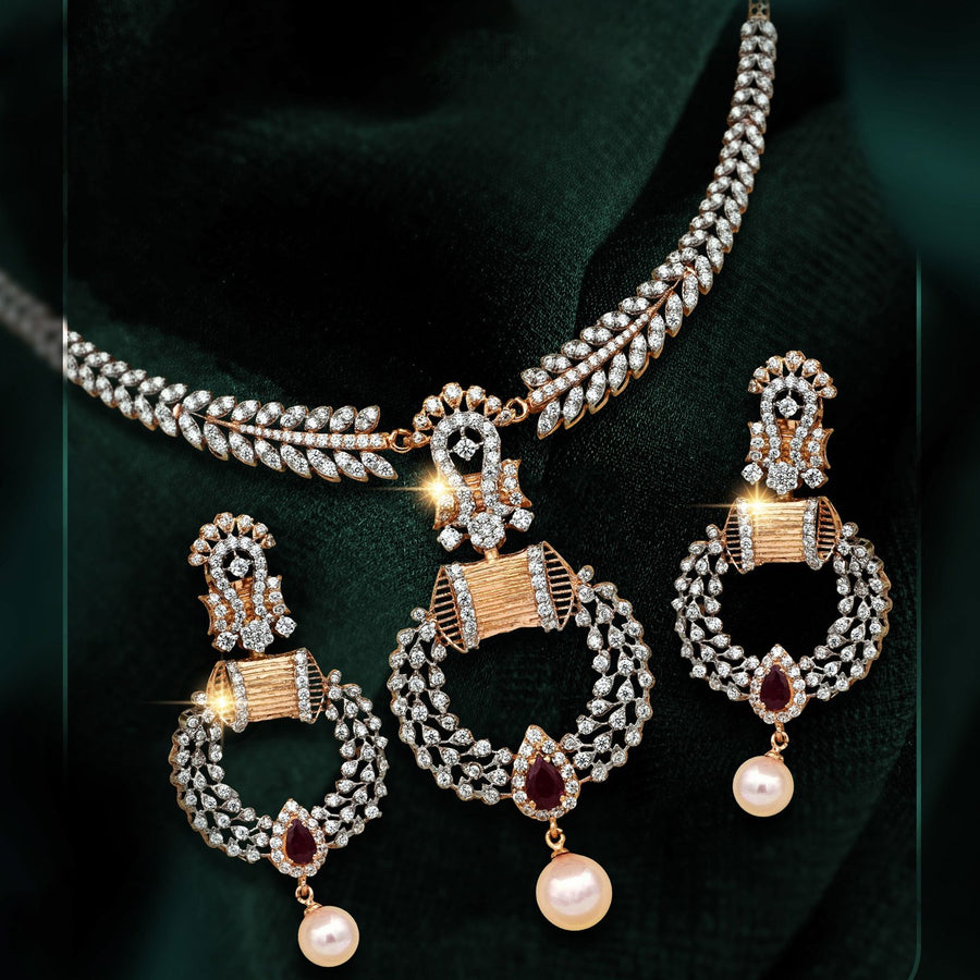 Diamond Necklace & Earrings Set