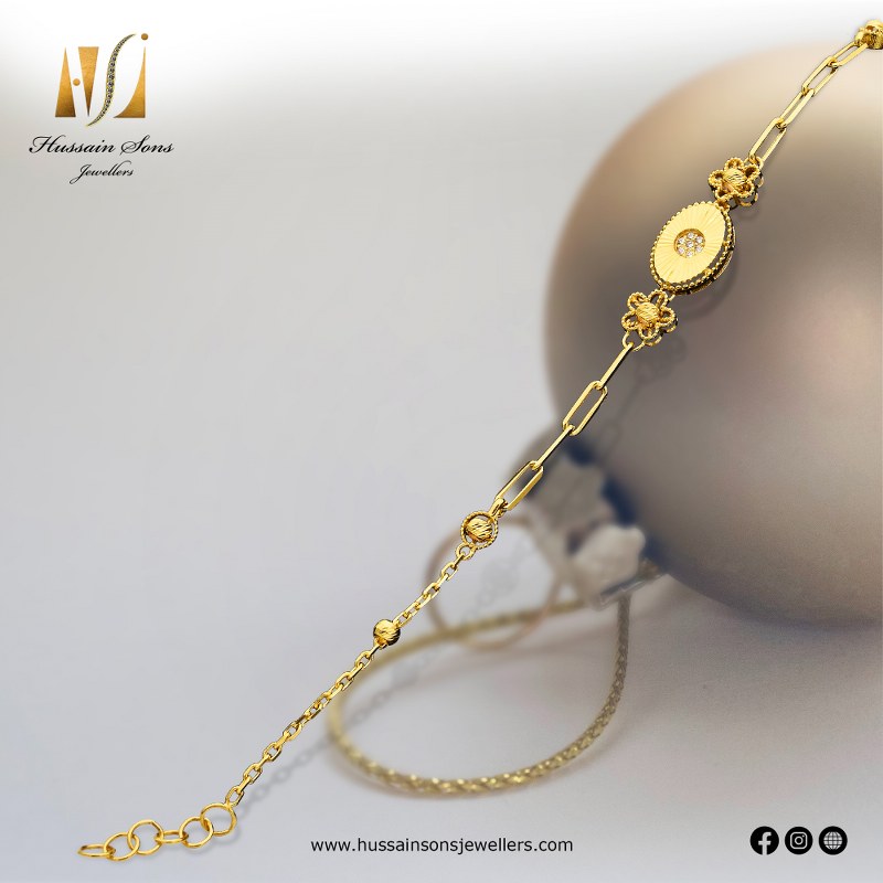 Buy Stunning Gold One Gram Gold Heart Design Hand Chain Bracelet for Girls